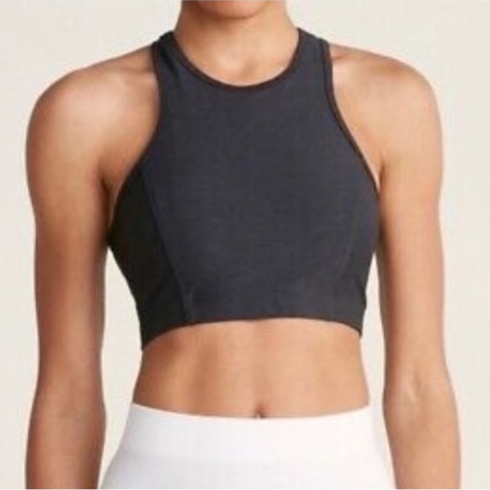 Outdoor Voices Athena Cropped Tank Crop Top Charcoal Gray Black Yoga Medium